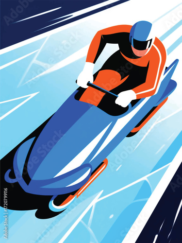 Luge Sport Extreme Illustrator Artwork Design Template Poster