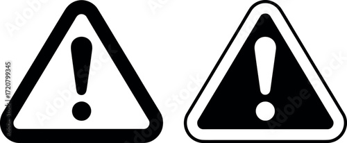 Alert and warning symbols exclamation mark inside triangle cautionary signage set vector