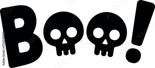 Minimalist halloween design boo skulls and exclamation mark festive spooky celebration vector