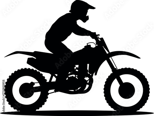 Dynamic silhouette of motocross rider on dirt bike in motion vector