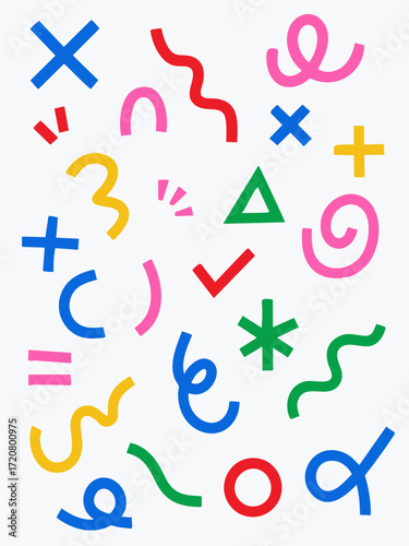 Colorful abstract doodle pattern with line abstract elements