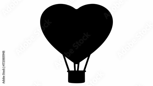 Whimsical heart shaped hot air balloon silhouette for dreamy love celebration concepts