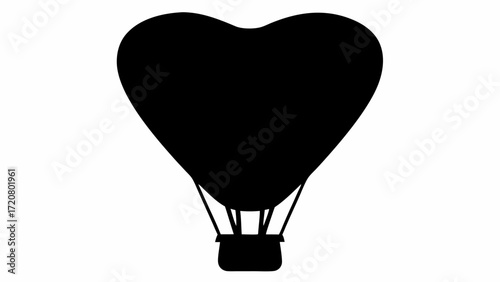 Romantic silhouette of a heart shaped hot air balloon for love themed designs and Valentine's Day