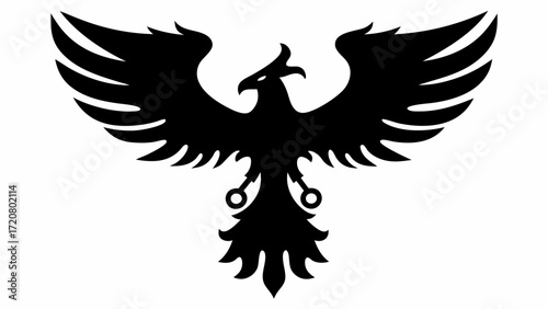 Majestic phoenix silhouette soaring with powerful outstretched wings of freedom and rebirth design