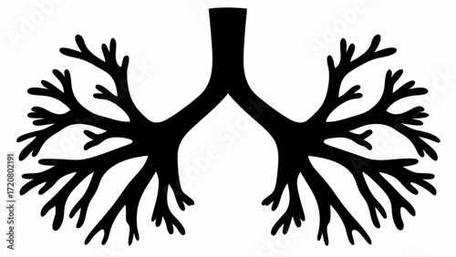 Dramatic silhouette of human lungs for medical designs and healthcare concepts