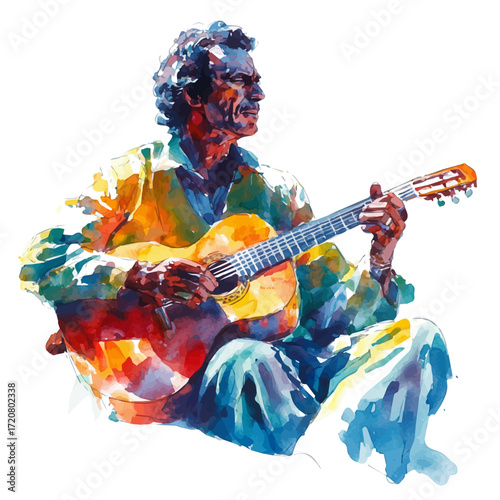 watercolor of Tenerife Live Music, vector, isolated on a white background.