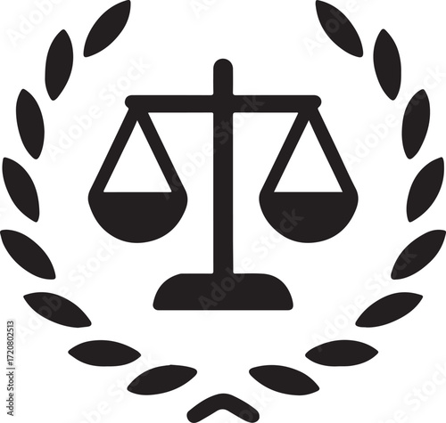 Silhouette law emblem icon representing justice, legal authority, court, law, and official symbol.
