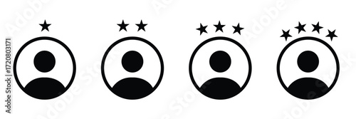 Customer experience vector icon. 5 star satisfaction rating vector icon sign, work experience symbol. Vector illustration . Eps 10.