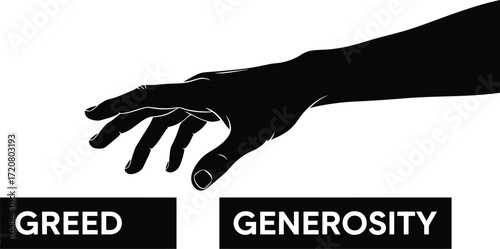 Hand reaching towards generosity, symbolizing a choice between greed and kindness