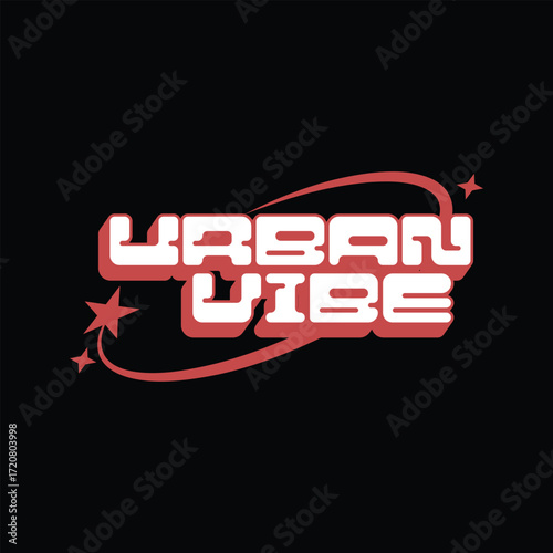 Urban Vibe logo design with red and white color scheme and retro style stars