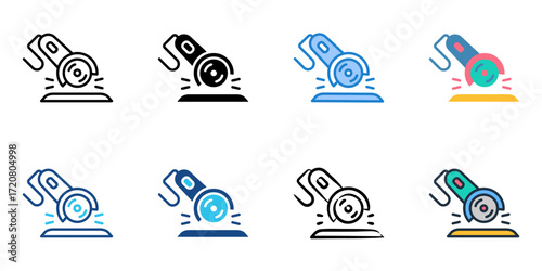 Grinding icon set multiple style collection 
