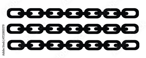 Chain link icon set, silhouette set.chain - set of chains shape silhouette pattern, seamless repeatable texture background.