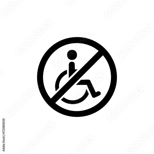 icon of accessibility symbol with circle and diagonal line for restricted access