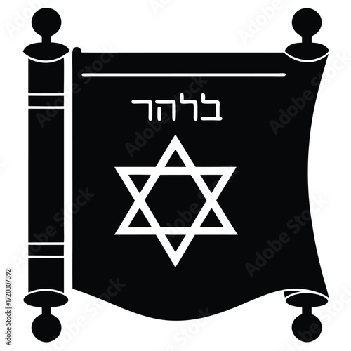 hanukkah blessings scroll vector icon
