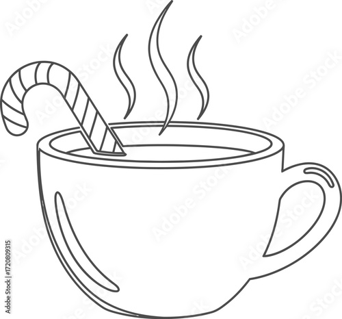 Vector art of hot chocolate with candy cane, christmas