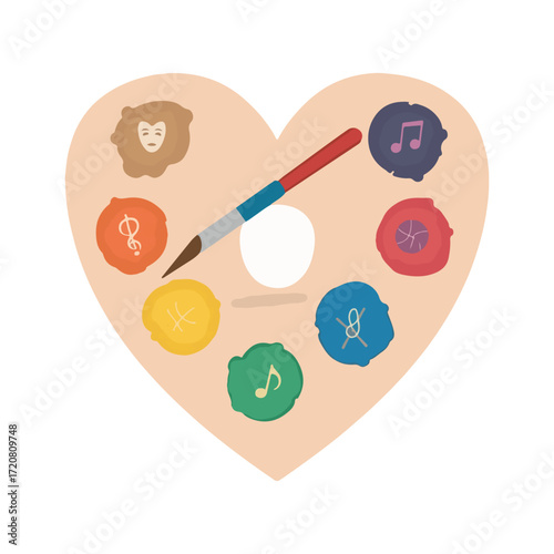 National Day of Arts in Care Homes vector with abstract art, elderly creativity, healing symbols, intergenerational connection, and artistic therapy. Flat, solid color illustration celebrating creativ