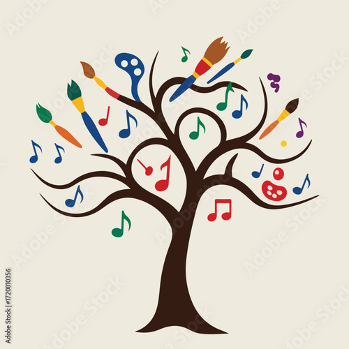 National Day of Arts in Care Homes vector with abstract art, elderly creativity, healing symbols, intergenerational connection, and artistic therapy. Flat, solid color illustration celebrating creativ