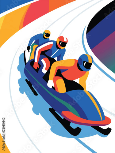 Ice Luge Sport Illustrator Artwork Design Template Poster