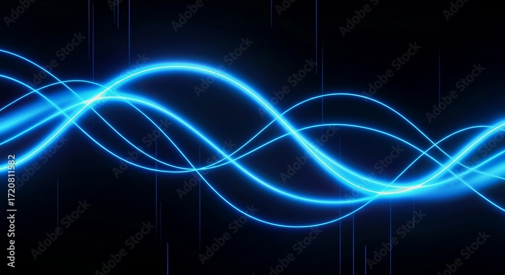 Fototapeta premium abstract light background, White-light blue-blue glass gradient on a black background — an atmospheric, cybernetic pattern with bright iridescence and a transparent, almost liquid form.