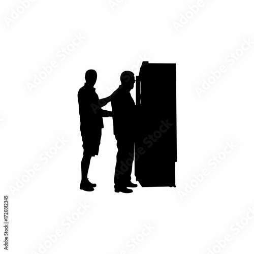 Silhouette of it staff checking connectivity in data center during blackout