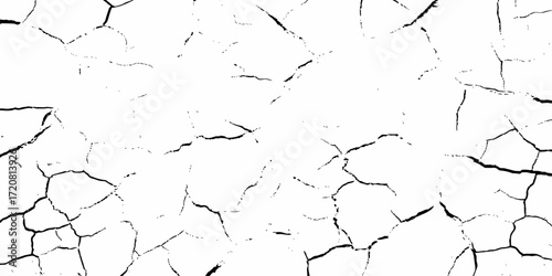 black and white dust and cracked concrete wall Texture pattern design element white background.