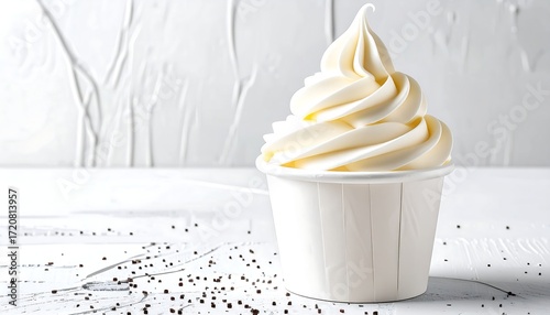 Creamy frozen yogurt in a paper cup