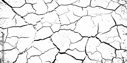 black and white dust and cracked concrete wall Texture pattern design element white background.