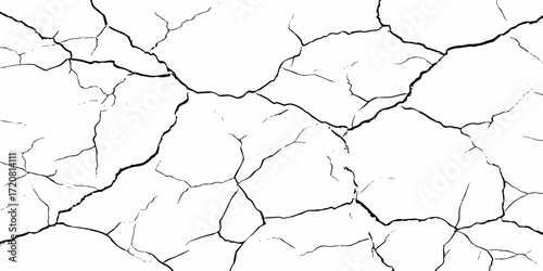 black and white dust and cracked concrete wall Texture pattern design element white background.