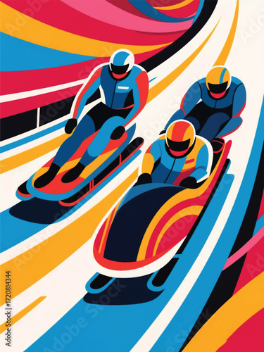 Match Luge Sport Illustrator Artwork Design Template Poster