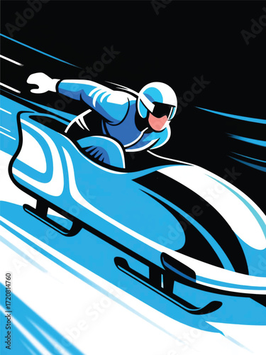 Race Luge Sport Illustrator Artwork Design Template Poster