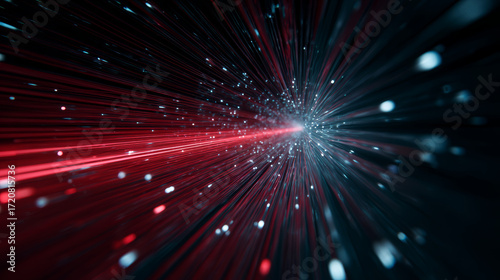 Red light streaks abstract speed motion energy futuristic technology glowing dynamic digital Fast red light streaks and glowing particles create
