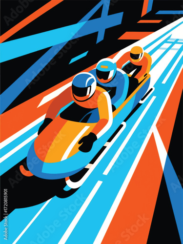 Fast Luge Sport Illustrator Artwork Design Template Poster