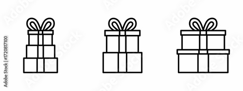 Stock vector. Gift box icons. Black gift box icon set. Gift box, gift elements. Collection of gift box. Vector illustration.