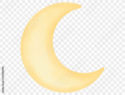 Watercolor crescent moon spooky kawaii enchanted halloween celestial Vector.