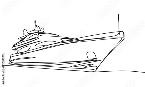 Luxury Yacht in Line Art