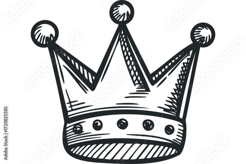 Hand Drawn Crown Symbol for Royalty and Power. Vector hand drawn illustration