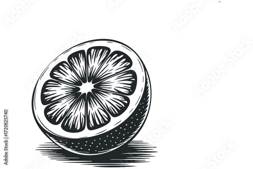 Half Citrus Fruit Slice Graphic. Vector hand drawn illustration