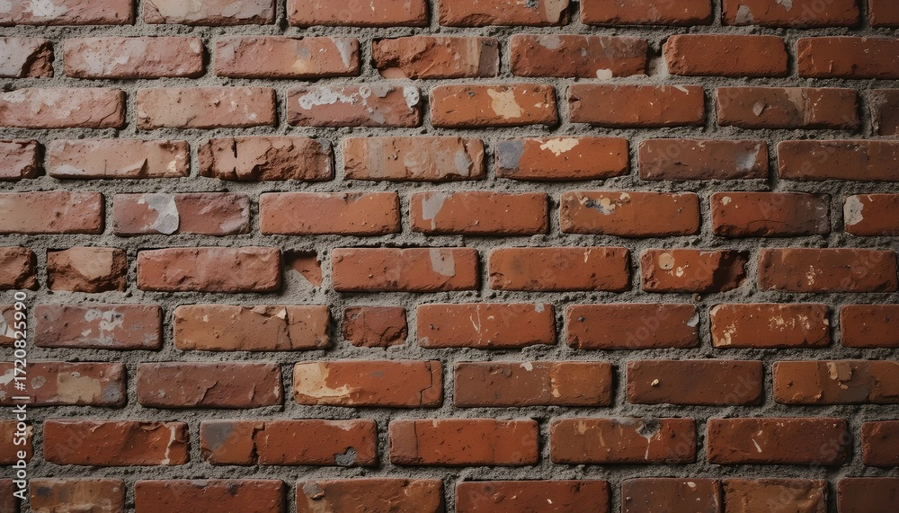 Obraz premium Weathered Old Red Brick Wall Background with Rustic Stains