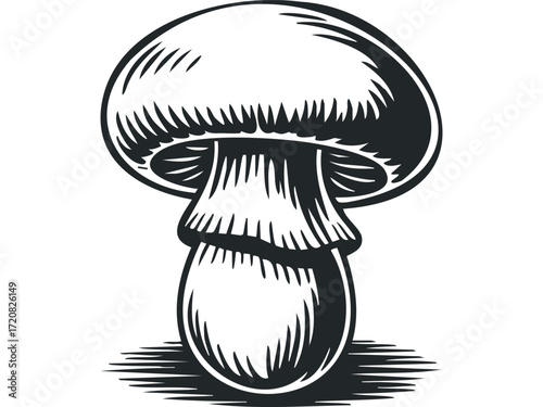 Stylized Mushroom Graphic. Vector hand drawn illustration