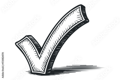 Hand drawn check mark symbol sketch. Vector hand drawn illustration