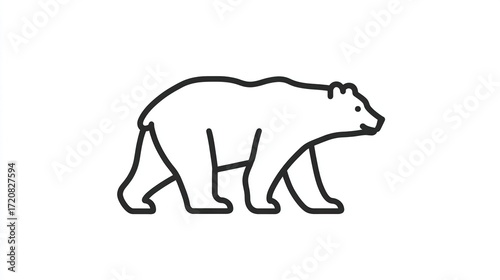 Simple black outline drawing of a polar bear walking