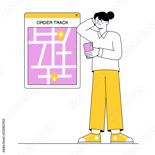 Woman Tracking Online Order Delivery Status