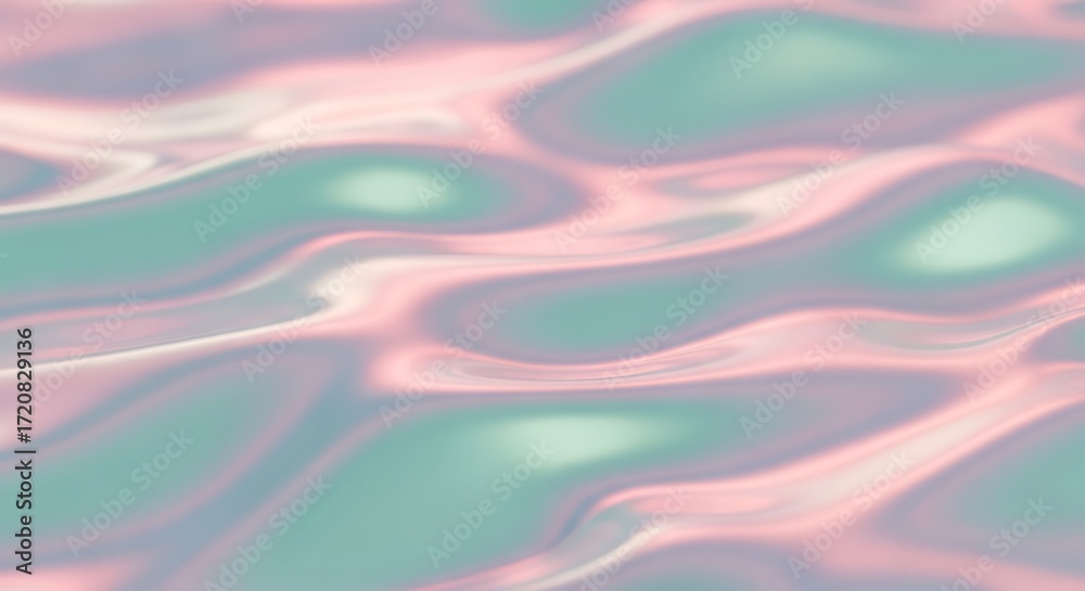 Obraz premium Iridescent Surface with Fluid Forms A Mesmerizing Blend of Teal and Rose Hues