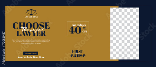 Justice and law firm Facebook cover and banner template design isolated on white background 