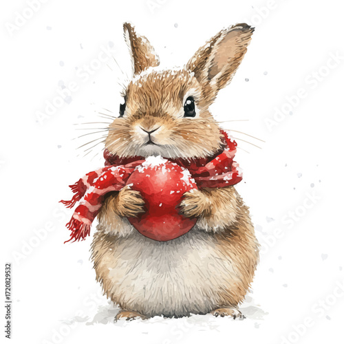 Slovenian Winter Creatures, watercolor vector, isolated on a white background.