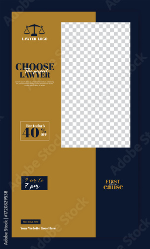Justice and law firm social media story post template design isolated on white background 
