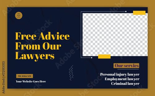 Minimalist Law Firm Service and Law Consultation web banner and banner template design