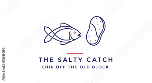 Logo for The Salty Catch featuring a fish and a potato chip.