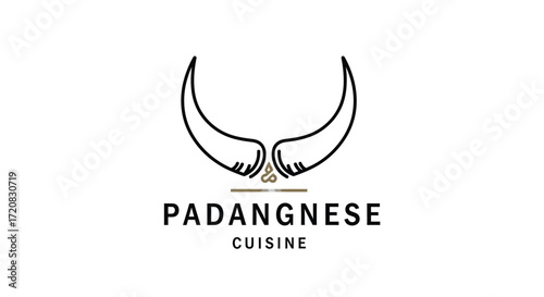 Padangnese Cuisine Logo: Elegant minimalist design featuring stylized buffalo horns.