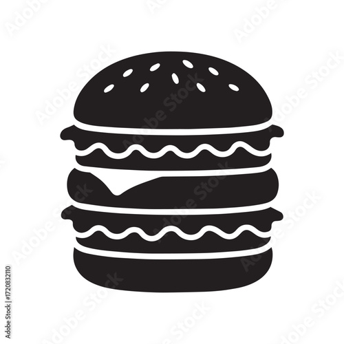 Burger on a plate with cheese lettuce tomato onion pickles sauce bacon egg